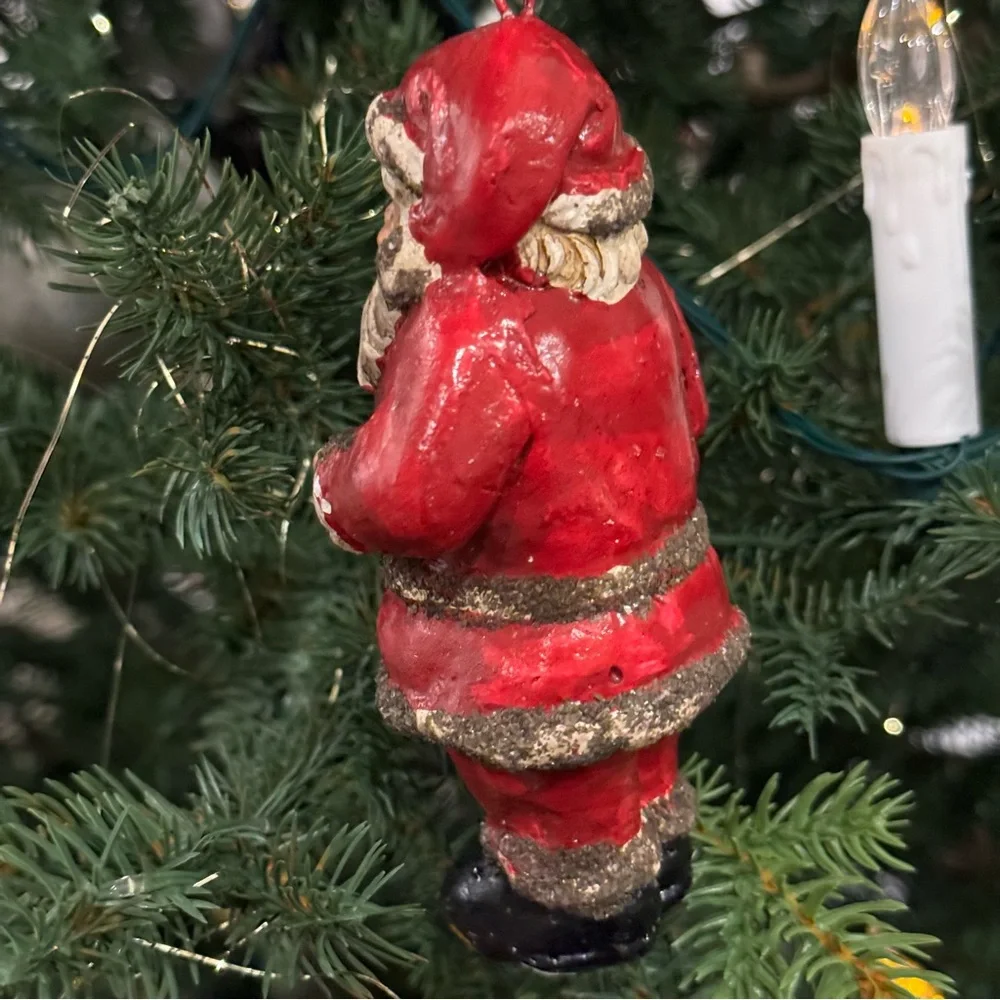 Vintage Pottery Barn Ceramic/ Glass Christmas Ornament: Santa